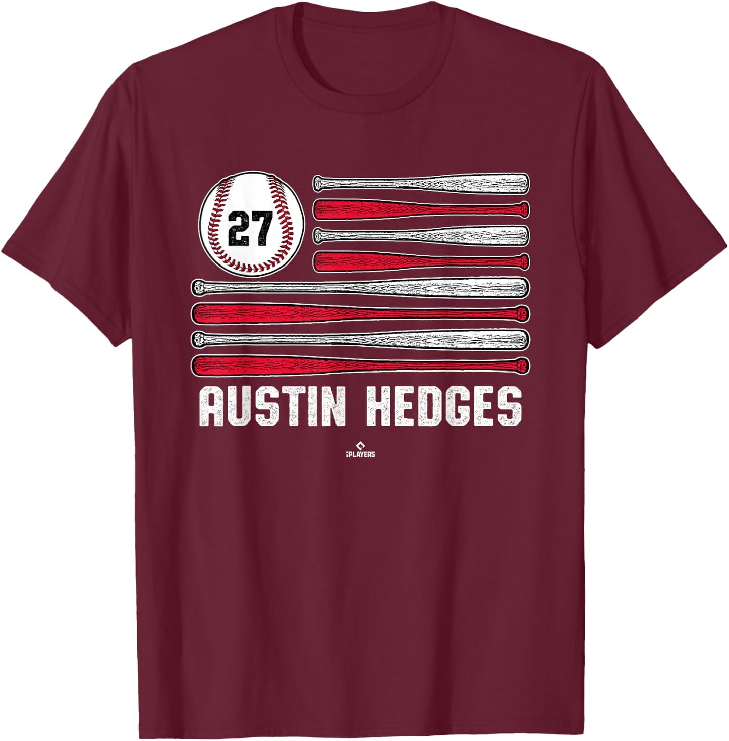 Baseball American Flag Austin Hedges Cleveland Baseball T-Shirt - T-Shirt | Maroon