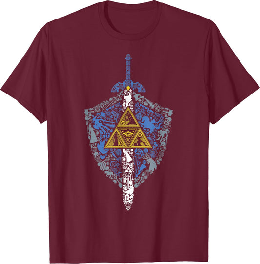 Nintendo Zelda Hylian Shield Element Icons Graphic T-Shirt - T-Shirt | Maroon