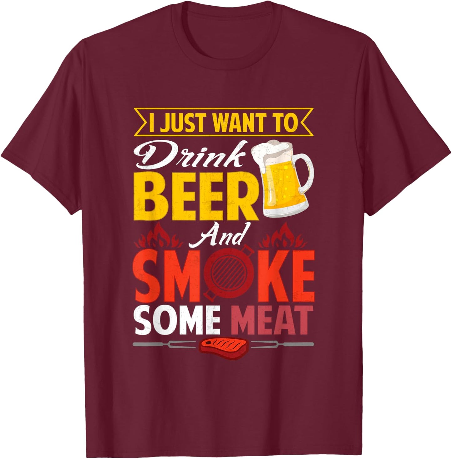 Pitmaster Shirt Gift Drink Beer Smoke Meat BBQ Smoking T-Shirt - T-Shirt | Maroon