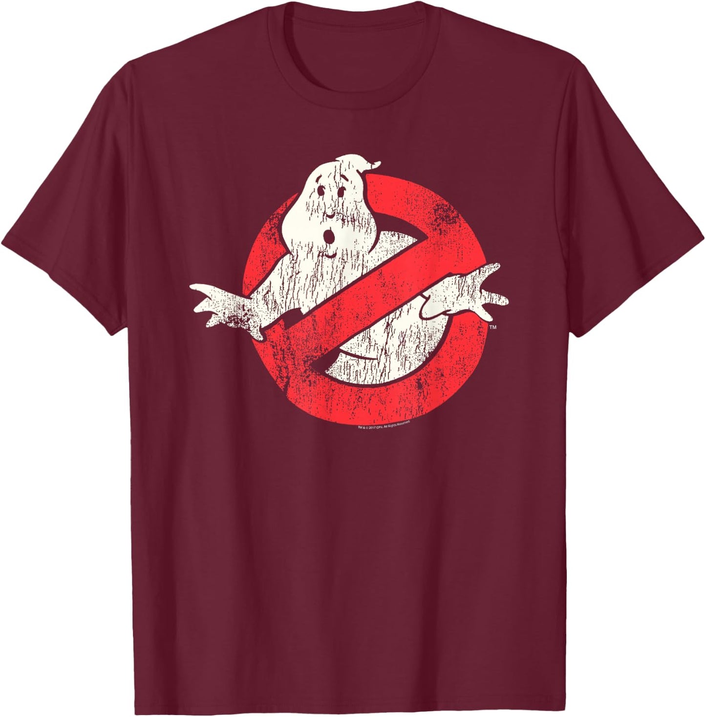 Ghostbusters Vintage Distressed No Ghost Logo Retro Movie T-Shirt - T-Shirt | Maroon