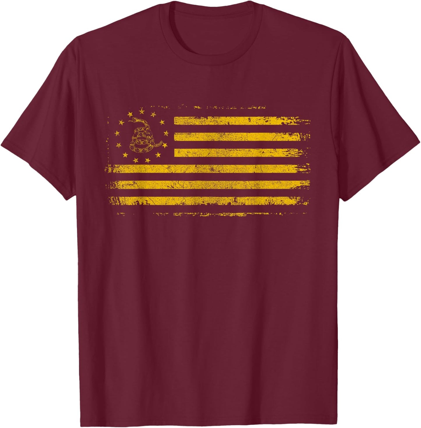 Gadsden & Betsy Ross Flag - 13 Colonies - Snake Yellow T-Shirt - T-Shirt | Maroon