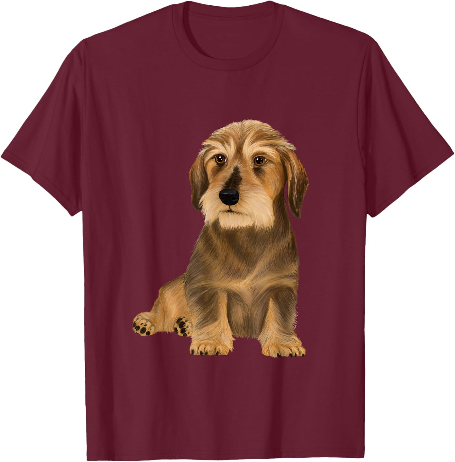 Wirehaired Dachshund sitting dog T-Shirt - T-Shirt | Maroon