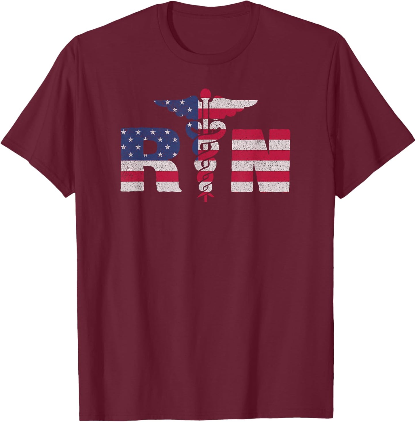 Nurse Appreciation Gift Shirt RN American Flag July 4th T-Shirt - T-Shirt | Maroon