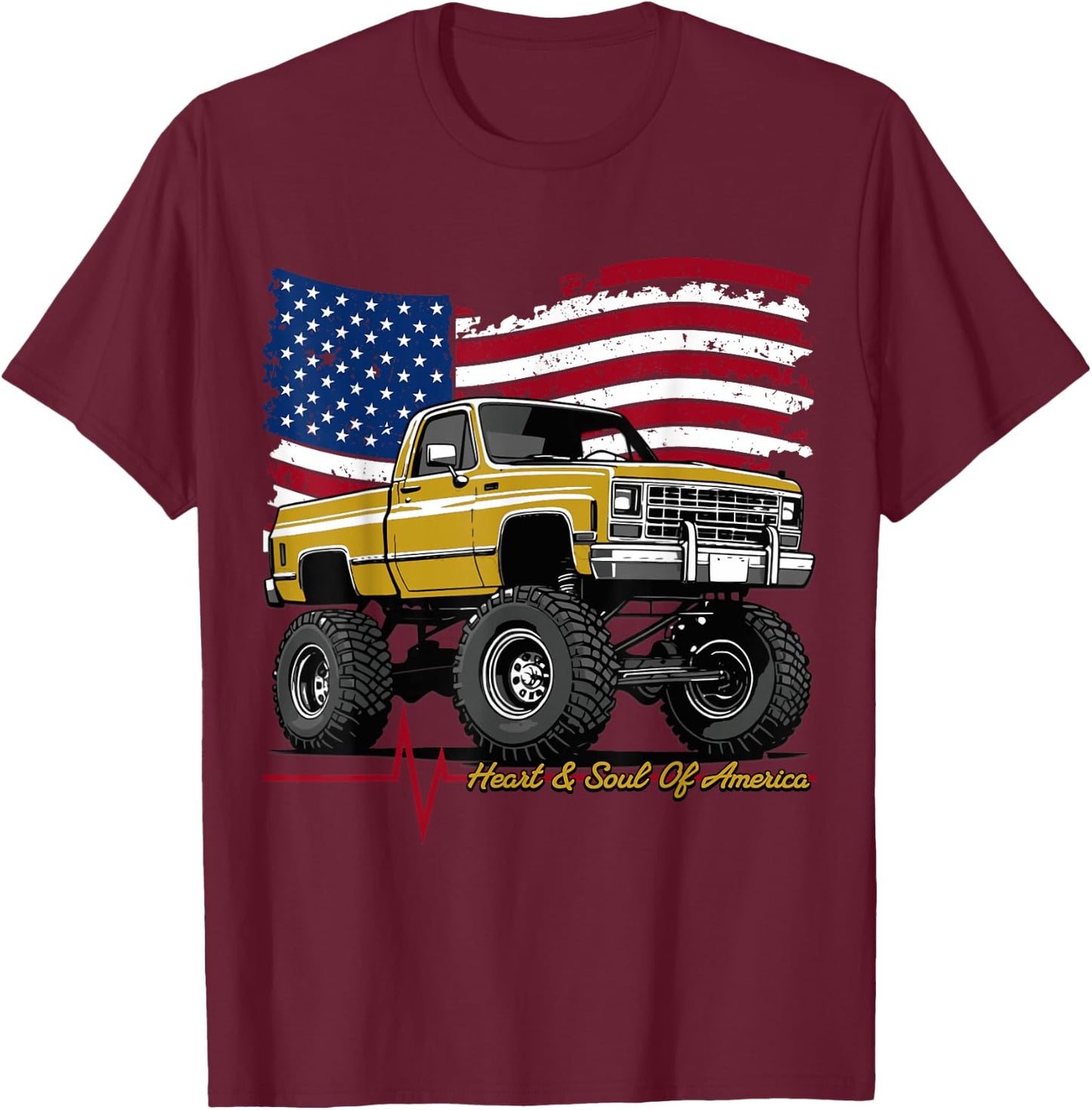Lifted 4wd Squarebody Truck Vintage Classic American Freedom T-Shirt - T-Shirt | Maroon