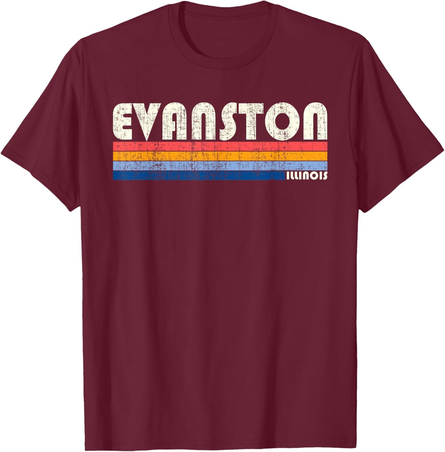 Vintage 70s 80s Style Evanston IL T-Shirt - T-Shirt | Maroon