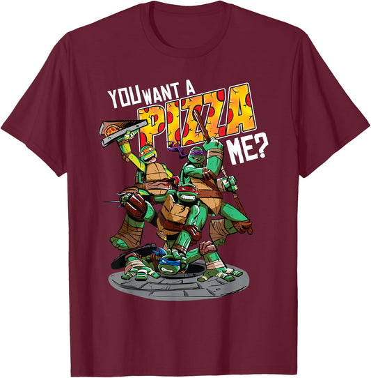 Teenage Mutant Ninja Turtles "You Want A Pizza Me? T-Shirt - T-Shirt | Maroon