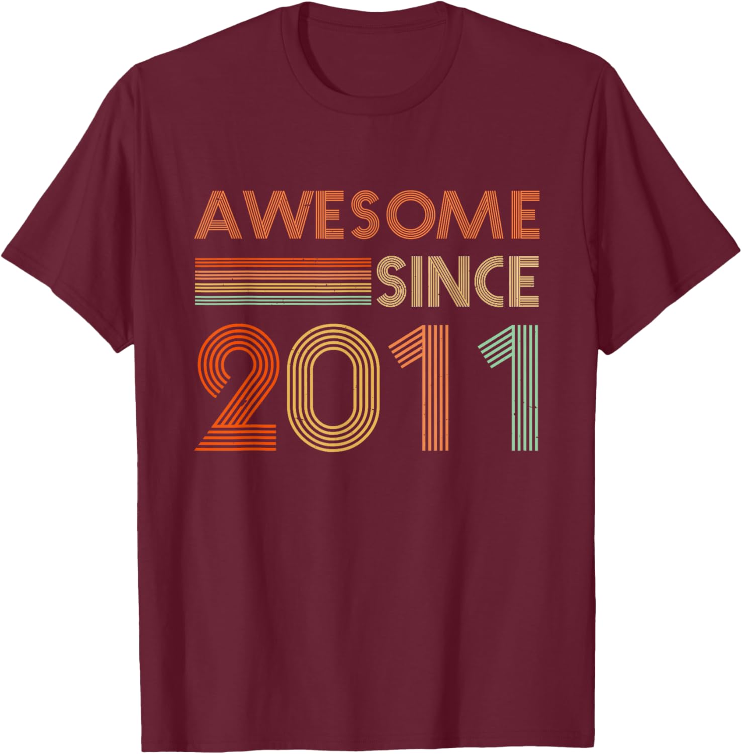 Retro Awesome Since 2011 Vintage 15th Birthday 15 Years Old T-Shirt - T-Shirt | Maroon