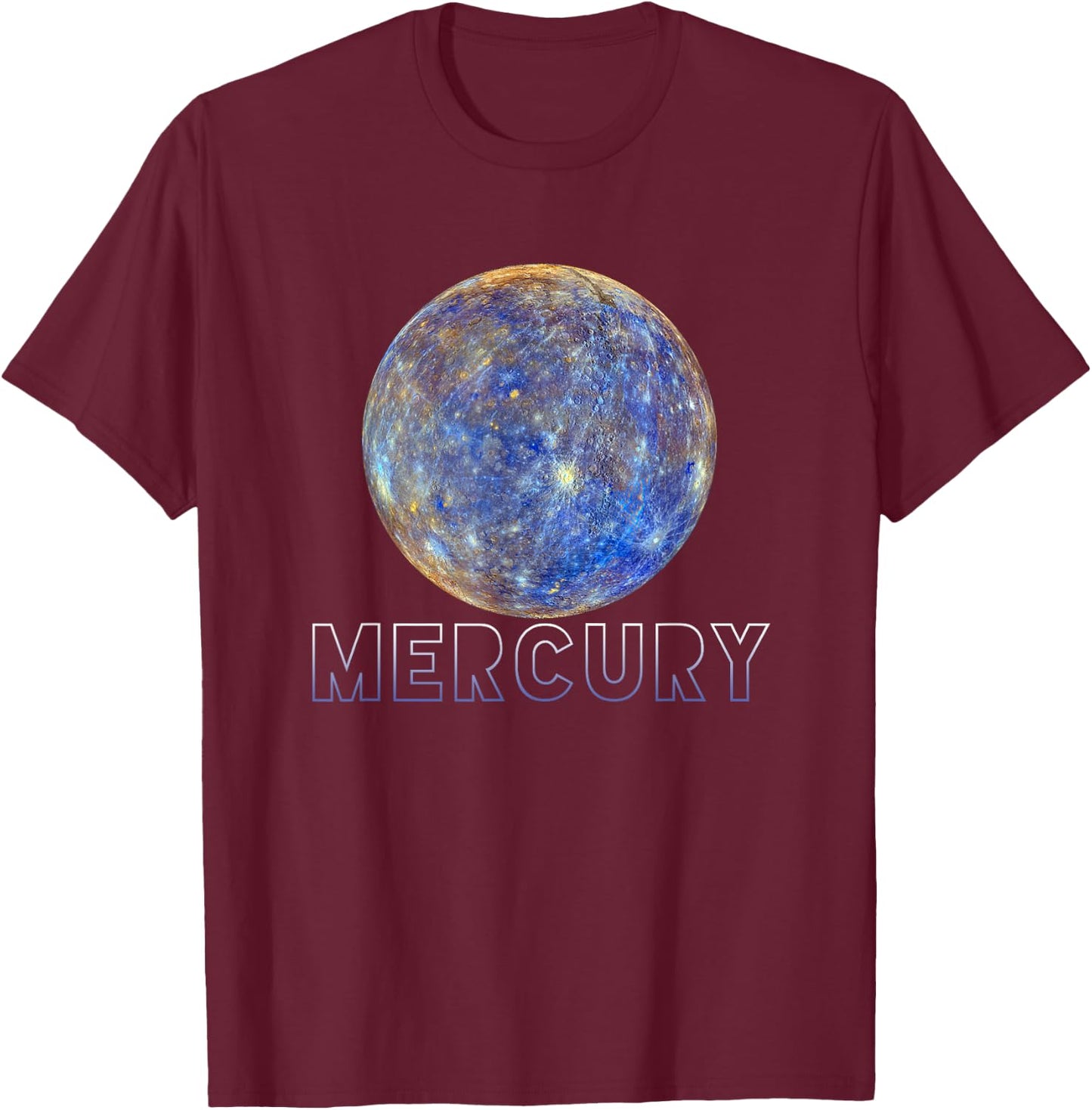Mercury / Solar System Planet T-Shirt - T-Shirt | Maroon