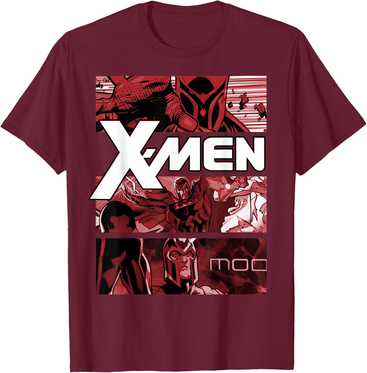 Marvel X-Men Magneto Comic Panel Art Stack Graphic T-Shirt - T-Shirt | Maroon