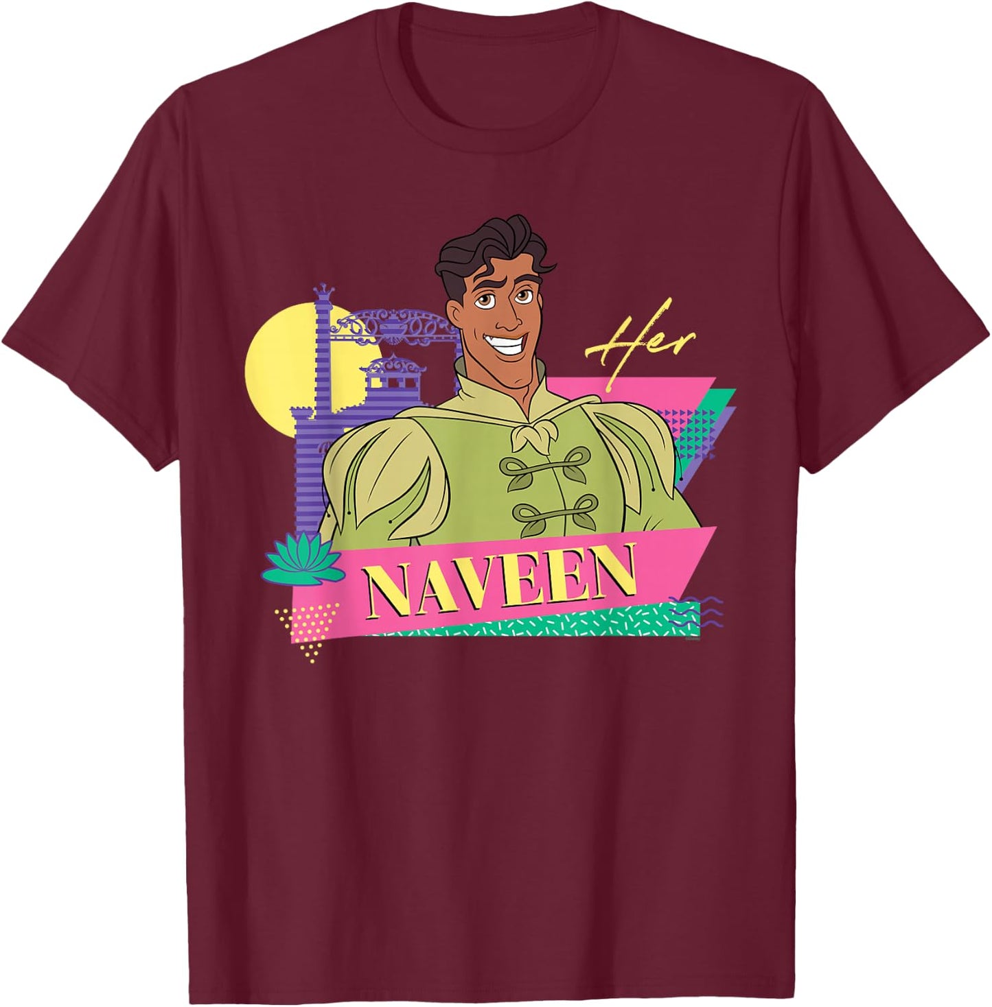 Disney The Princess and The Frog Couples Matching Her Naveen T-Shirt - T-Shirt | Maroon