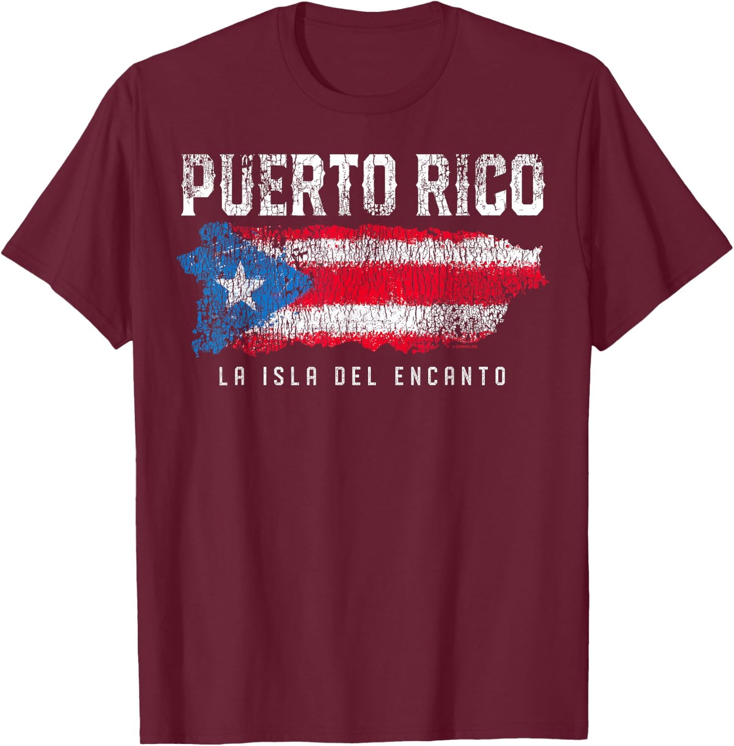 Puerto Rico - Island Flag T-Shirt - T-Shirt | Maroon