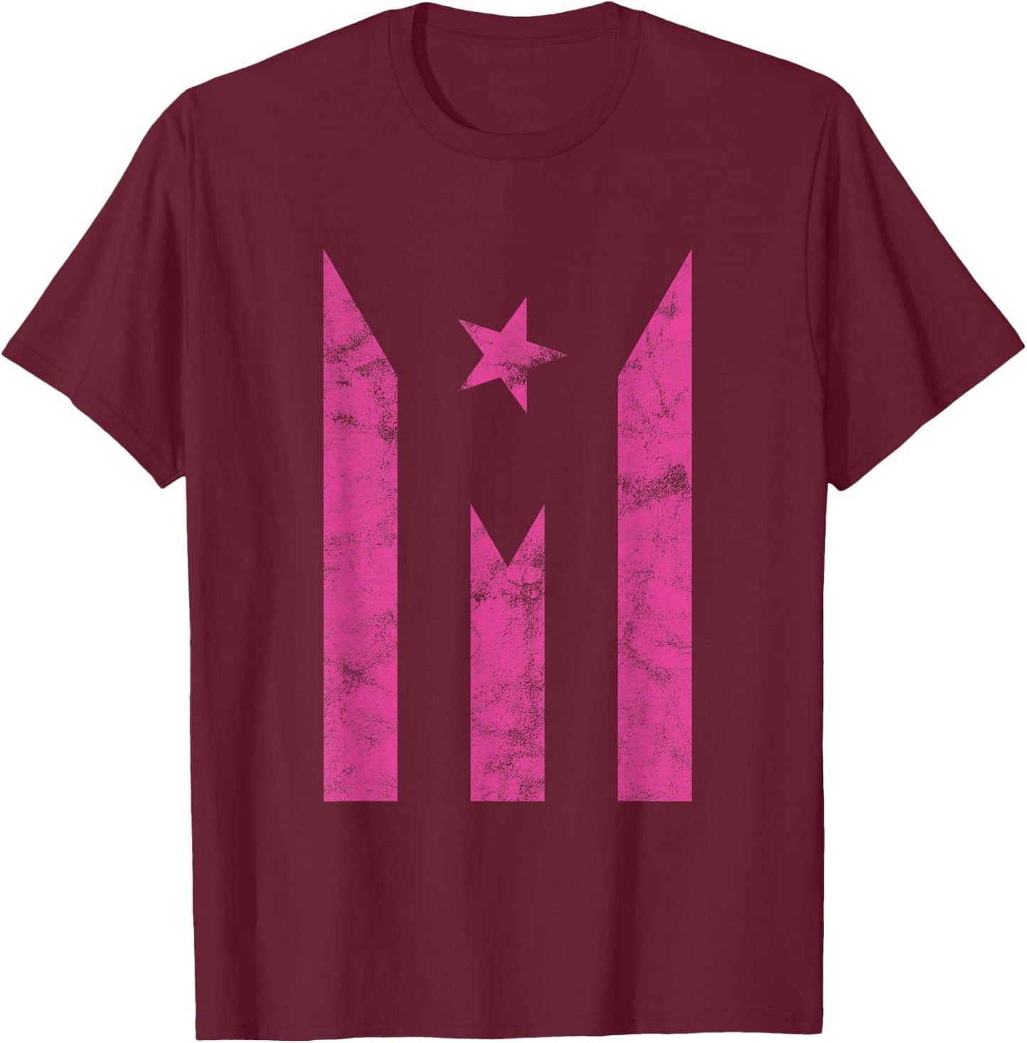 Boricua Puerto Rico Strong Puerto Rican Flag - Pink T-Shirt - T-Shirt | Maroon