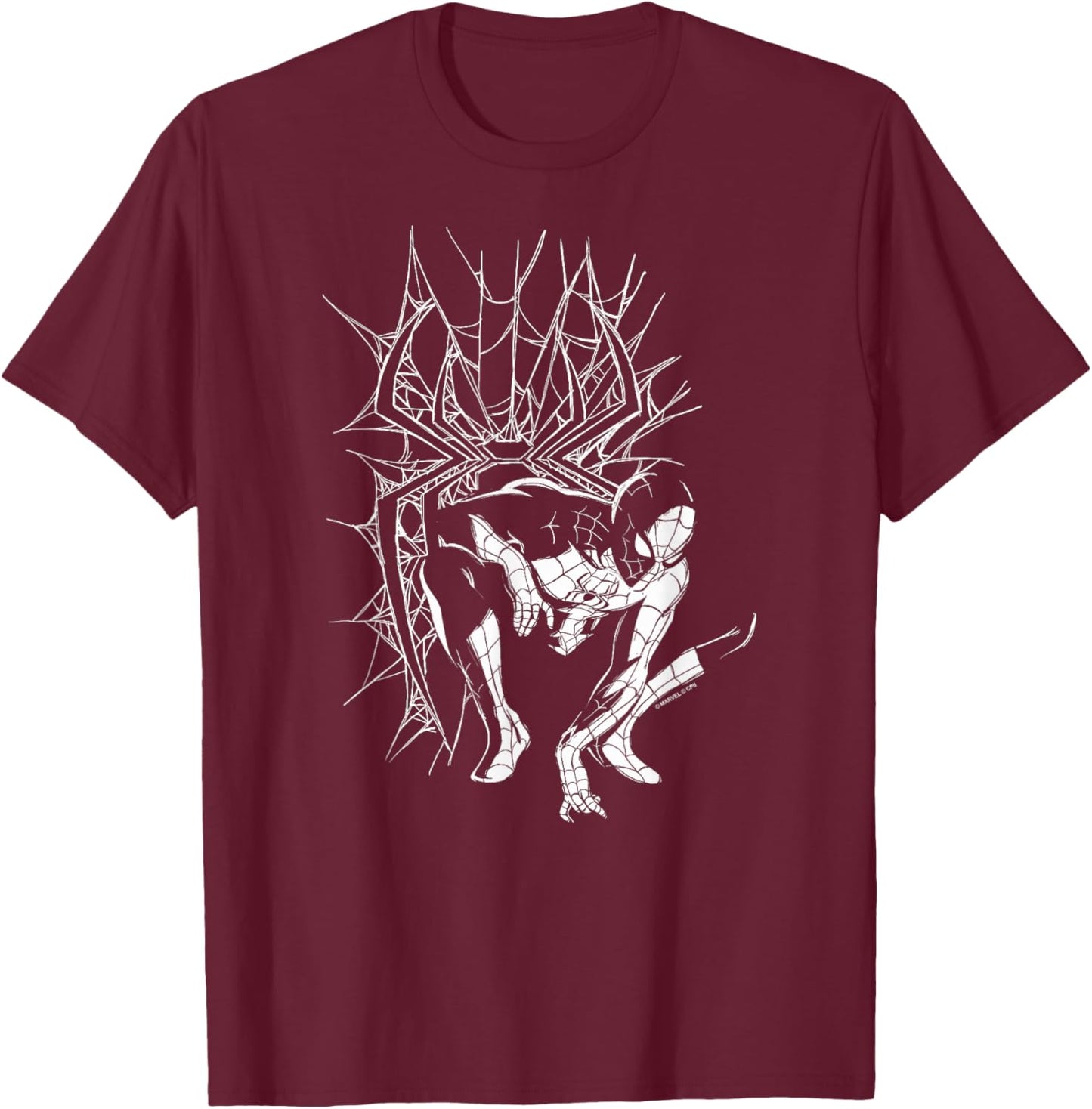 Marvel Spider-Man: New Day Line Art Spidey Pose T-Shirt - T-Shirt | Maroon