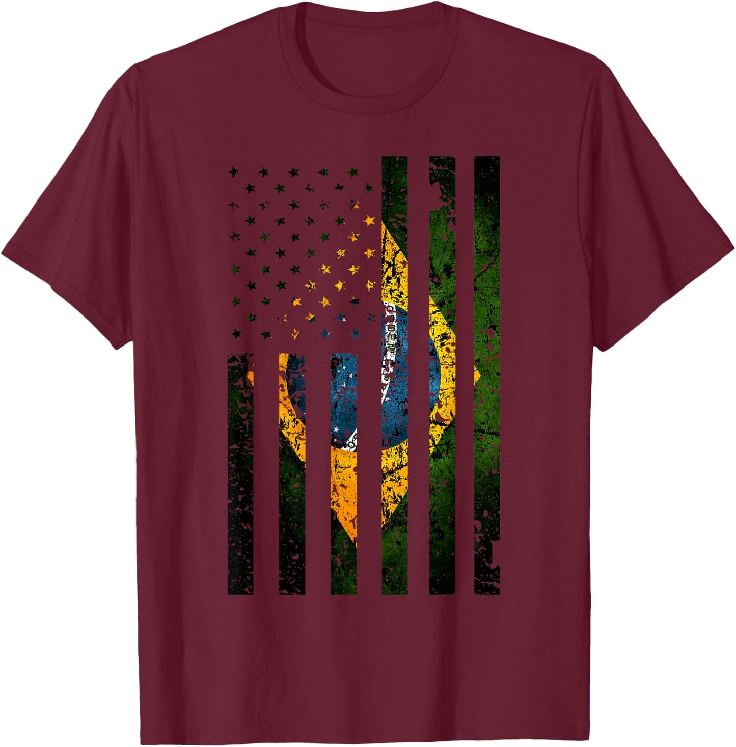 Brazil Brazilian Roots American Flag | Half Brasil Half USA Kids Men T-Shirt - T-Shirt | Maroon
