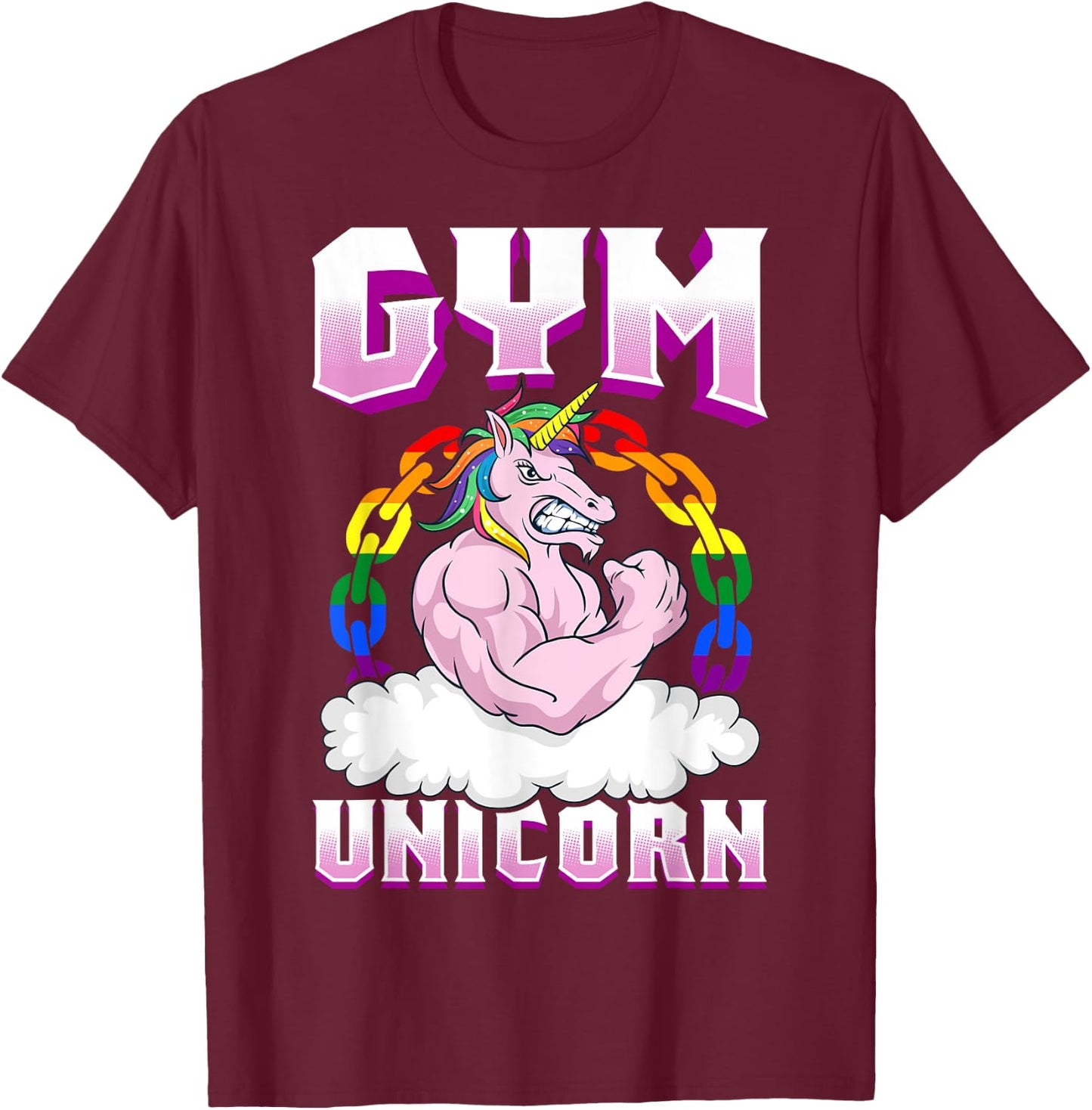 Gay Muscle Shirt Unicorn Funny Shirt Gay Gym Shirt Workout T-Shirt - T-Shirt | Maroon