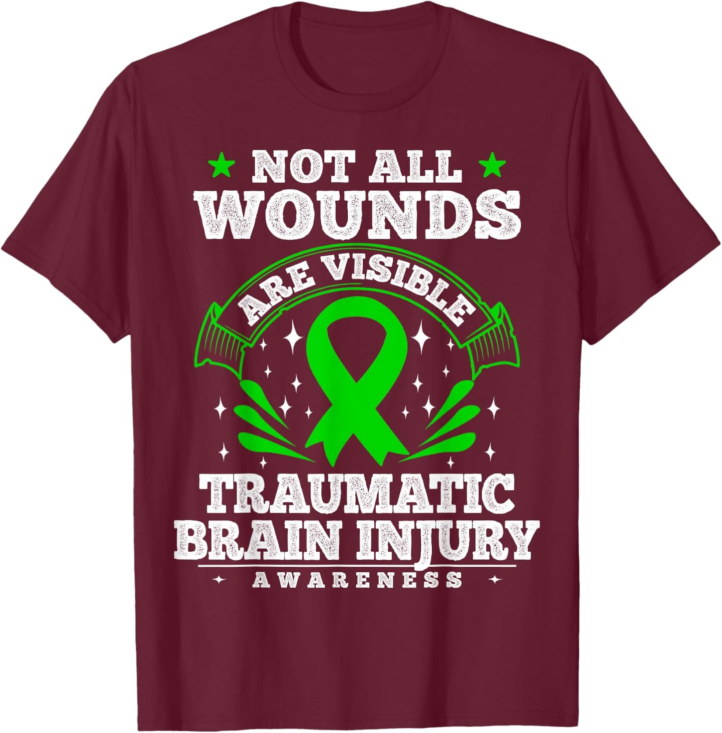 Traumatic Brain Injury Survivor - TBI Awareness Ribbon T-Shirt - T-Shirt | Maroon