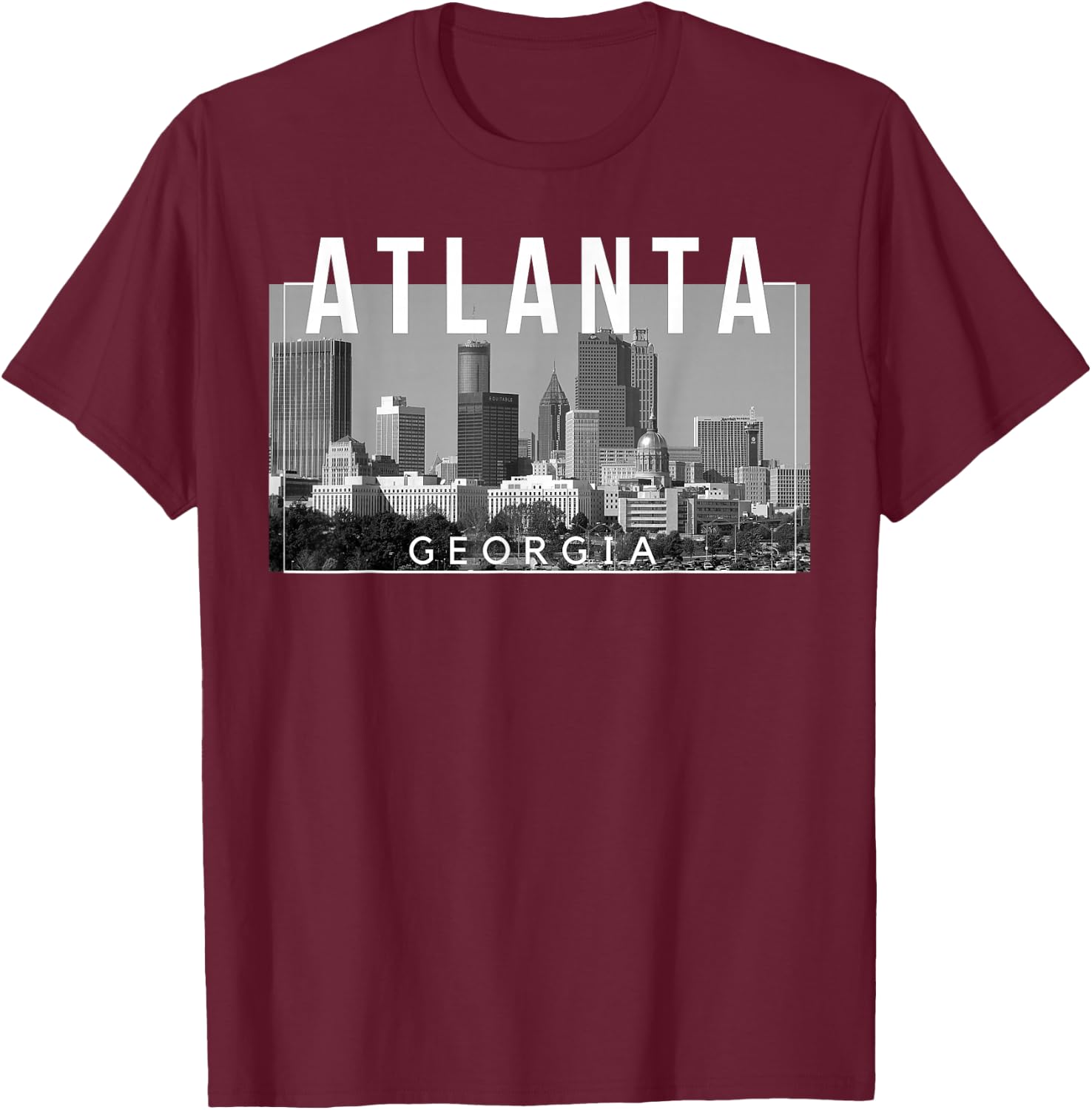 Atlanta Georgia ATL The A Gate City Skyline T-Shirt - T-Shirt | Maroon