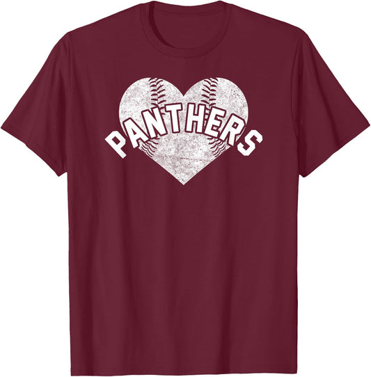 Panthers Baseball Softball Shirt High School Team Mascot Mom T-Shirt - T-Shirt | Maroon
