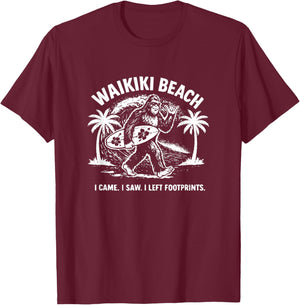 Funny Bigfoot Waikiki Beach Vacay – Sasquatch Summer T-Shirt - T-Shirt | Maroon