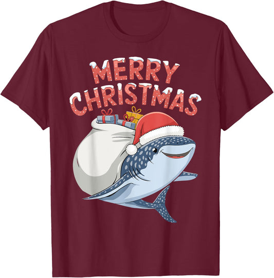 Merry Christmas Whale Shark T-Shirt - T-Shirt | Maroon