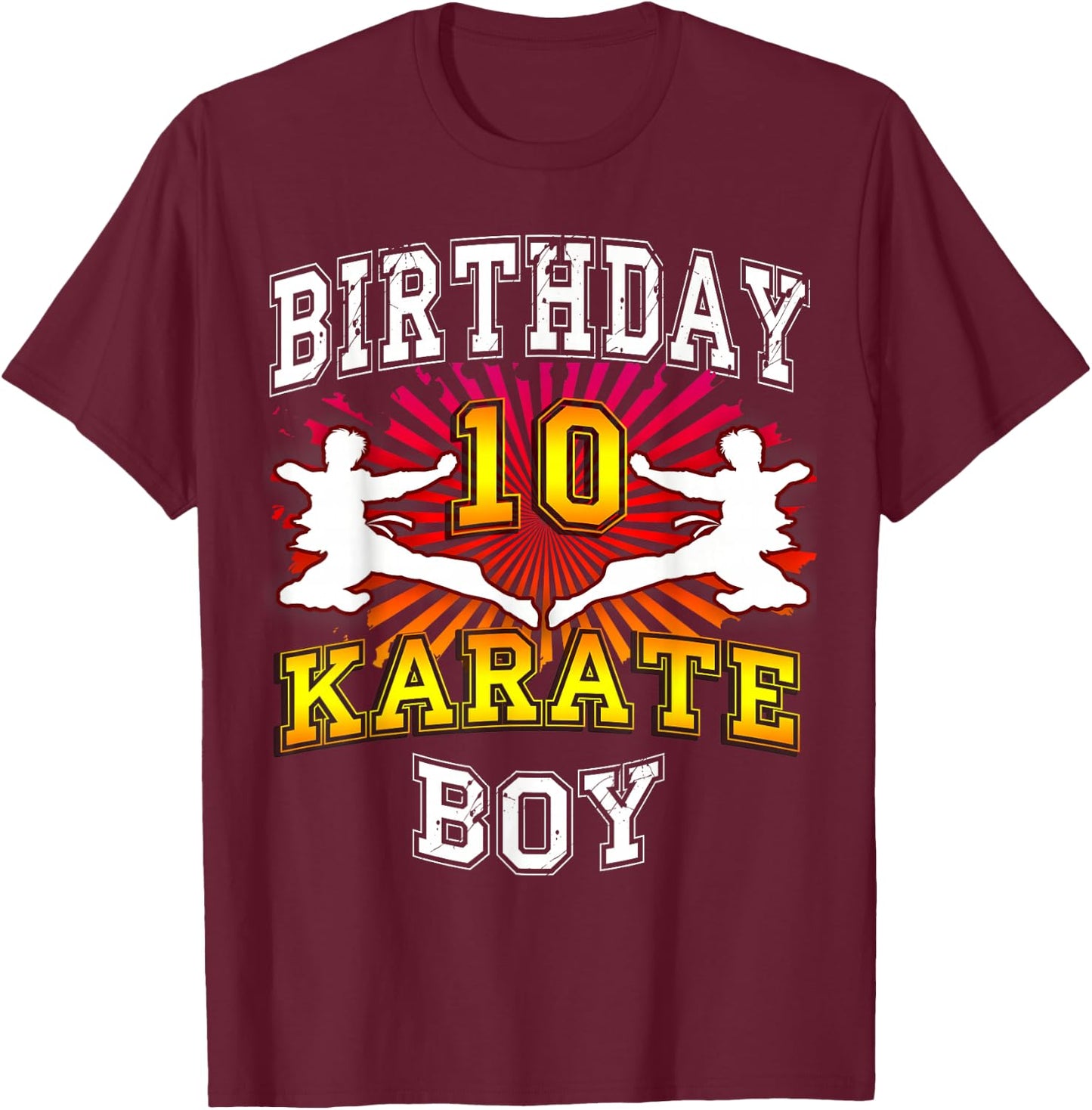 10th Birthday Boy - Karate 10 Year Old Children's Gift T-Shirt - T-Shirt | Maroon