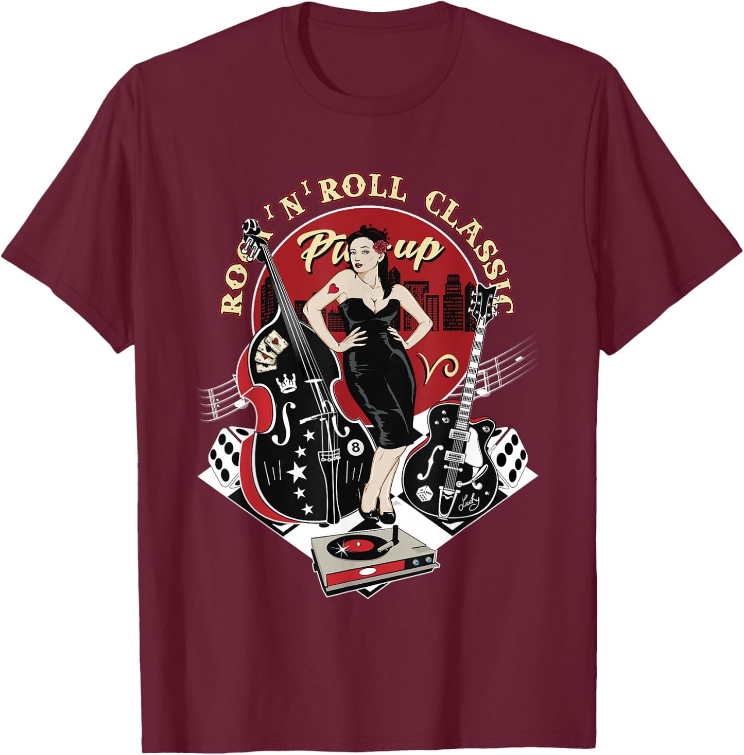 Rockabilly 1950s Sock Hop Dance Doo Wop Clothes Retro Pinup T-Shirt - T-Shirt | Maroon