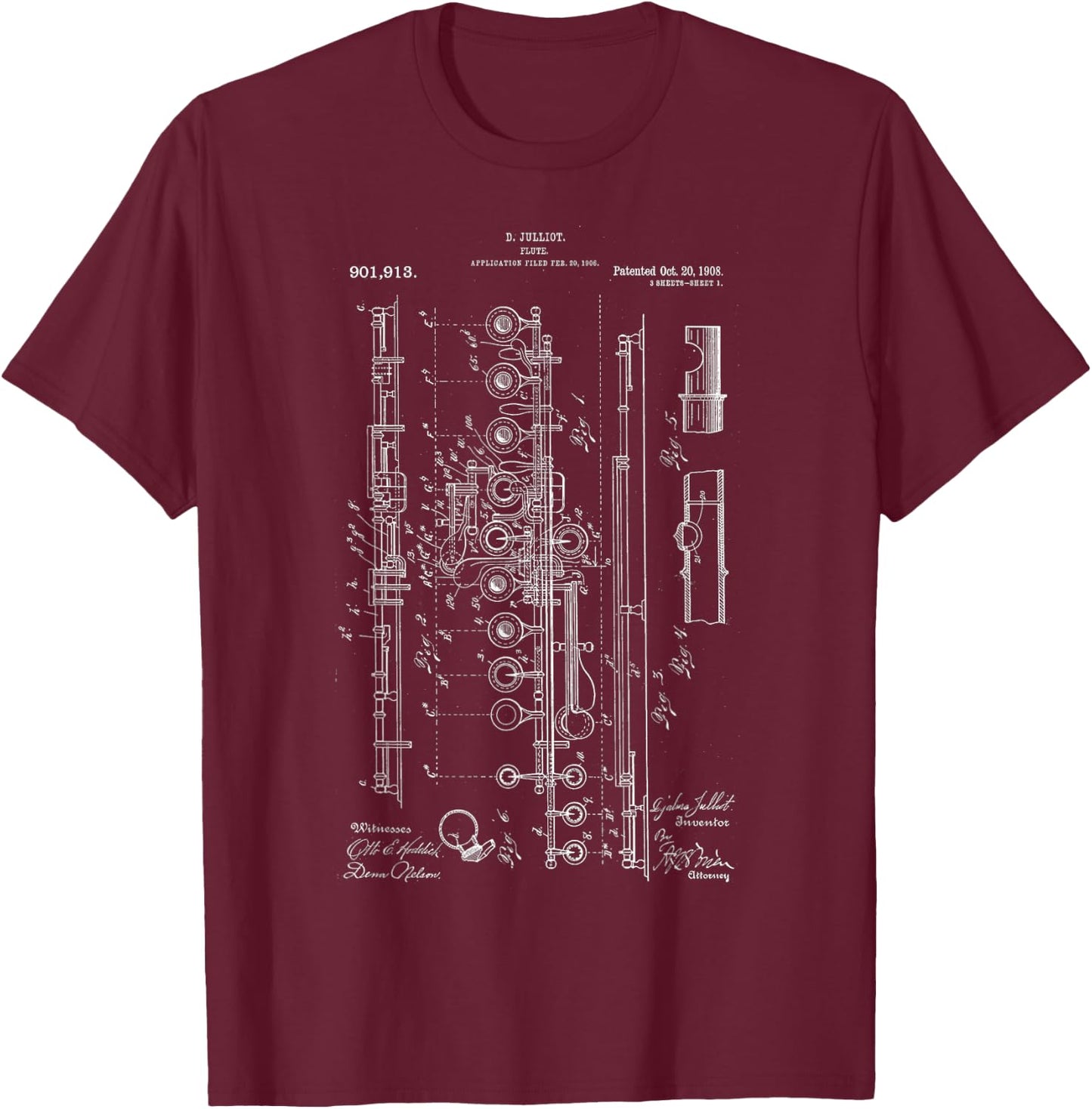 Flute Patent T-Shirt - T-Shirt | Maroon