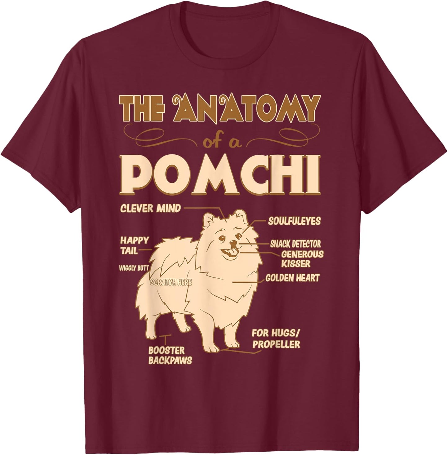 The Anatomy Of Pomchi Pet Lovers Gift T-Shirt - T-Shirt | Maroon