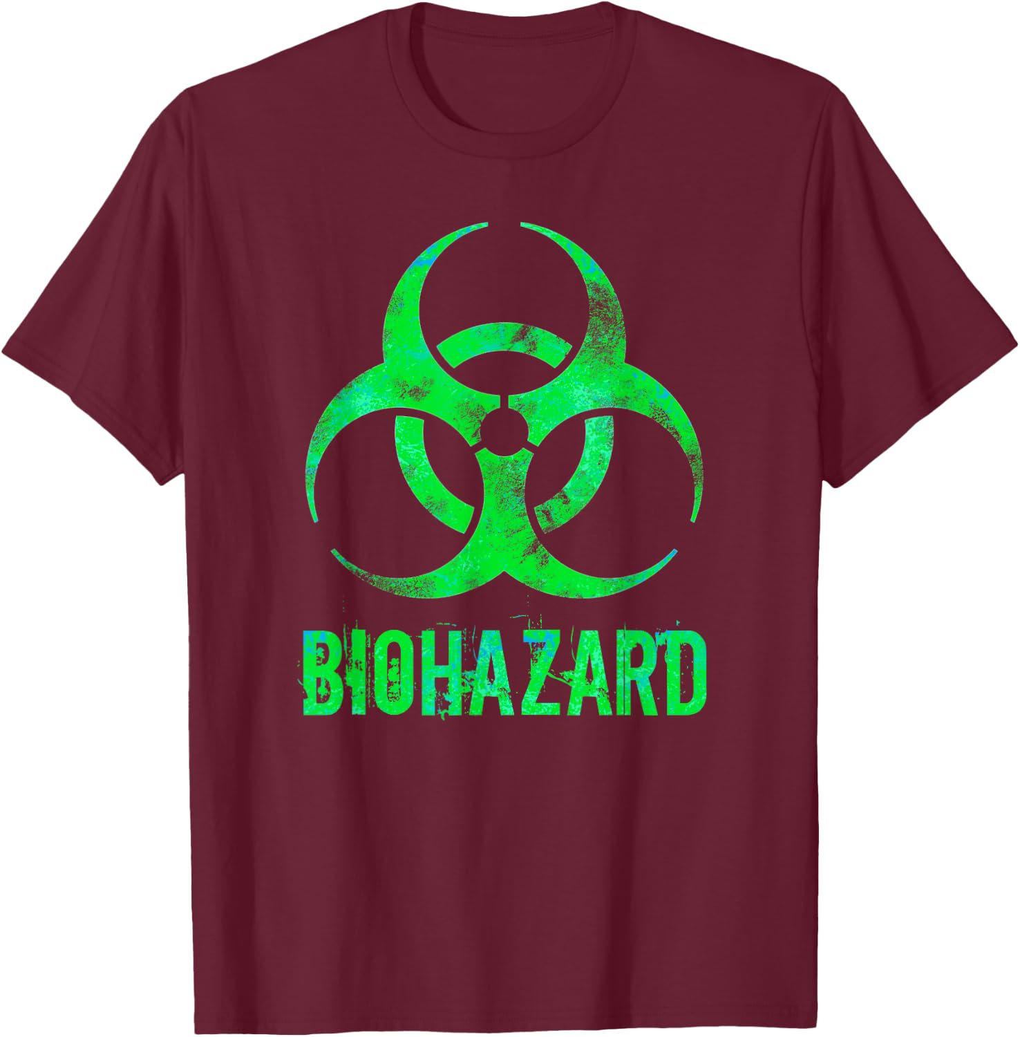 Biohazard Distressed Biology Science Teacher Gift Women Girls Kids T-Shirt - T-Shirt | Maroon