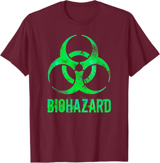 Biohazard Distressed Biology Science Teacher Gift Women Girls Kids T-Shirt - T-Shirt | Maroon
