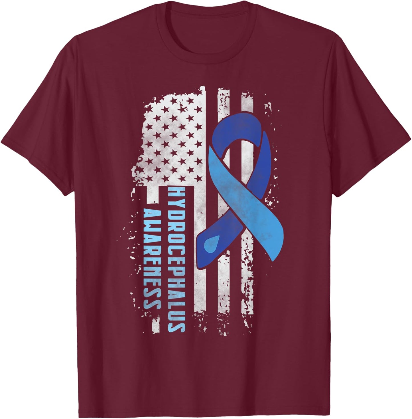 Hydrocephalus Awareness Shirt US American Flag Gift Shirt Kids Men T-Shirt - T-Shirt | Maroon