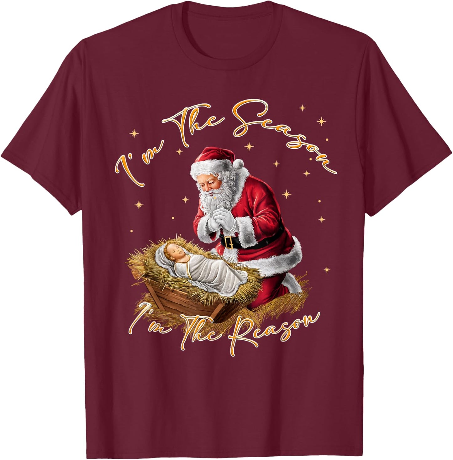 Retro I'm The Season I'm The Reason Santa Religious Xmas T-Shirt - T-Shirt | Maroon
