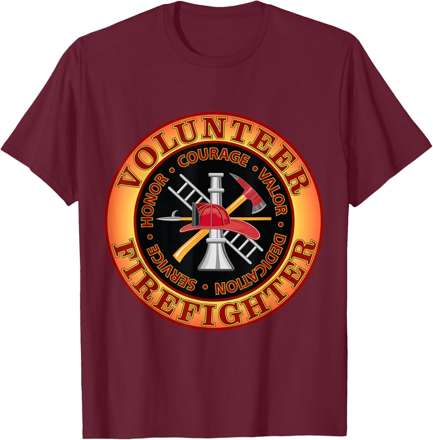 Volunteer Firefighter Courage Valor Shirt T-Shirt - T-Shirt | Maroon