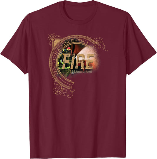 Firefighter Lieutenant Fire Proud to Serve the People T-Shirt - T-Shirt | Maroon