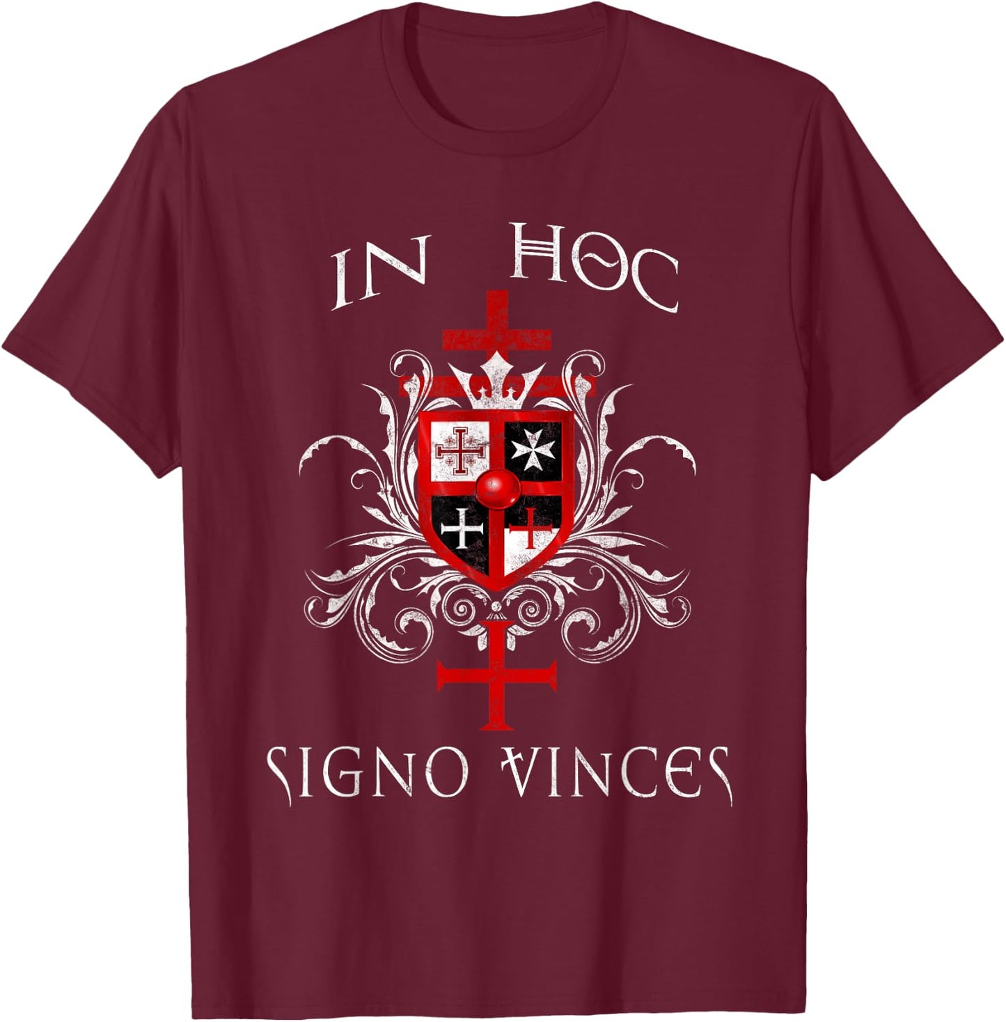 Knights Templar In Hoc Signo Vinces T-Shirt - T-Shirt | Maroon