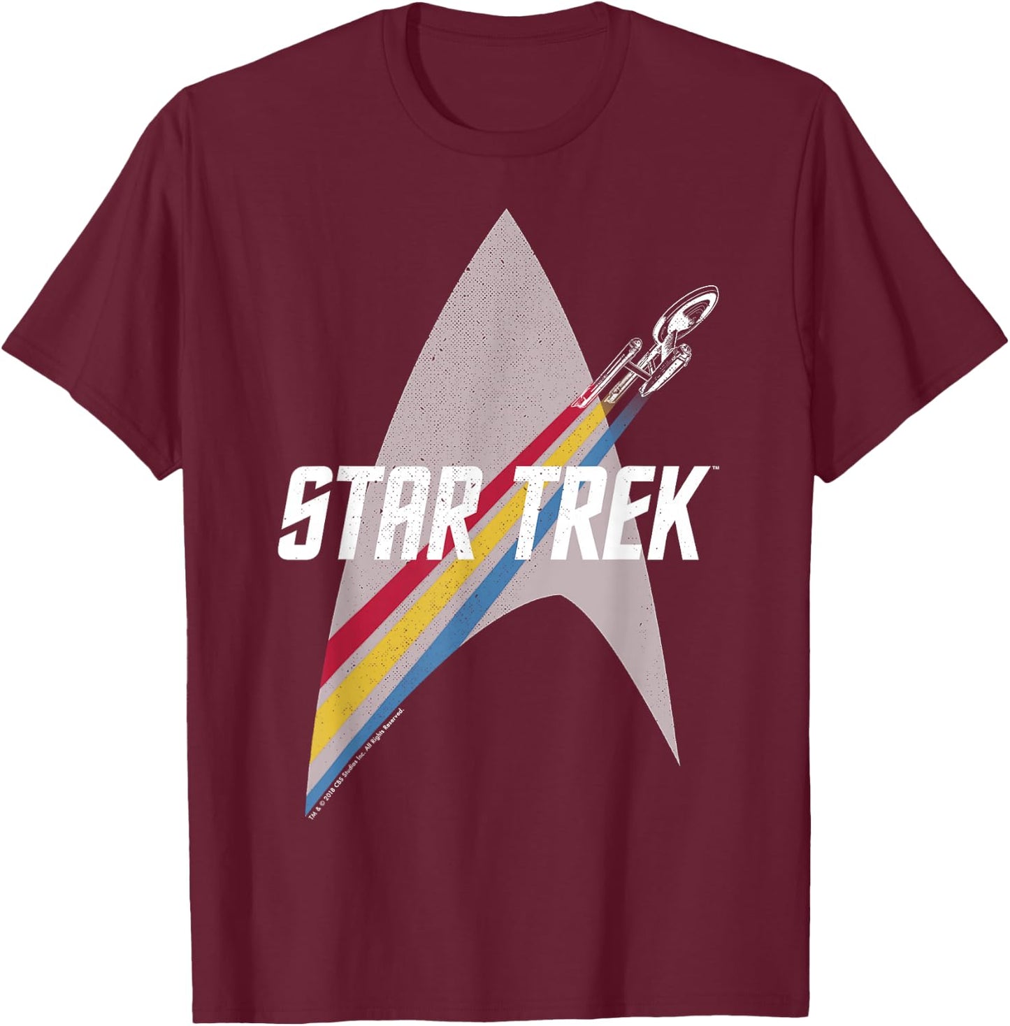 Star Trek Retro Rainbow Flight Badge T-Shirt - T-Shirt | Maroon