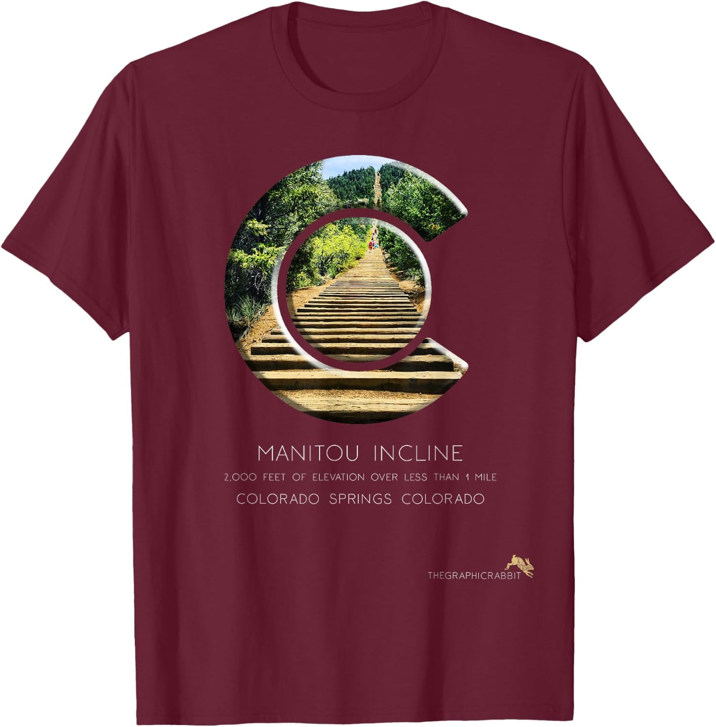 Colorado State Flag C Logo T Shirt - Manitou Incline T-Shirt - T-Shirt | Maroon