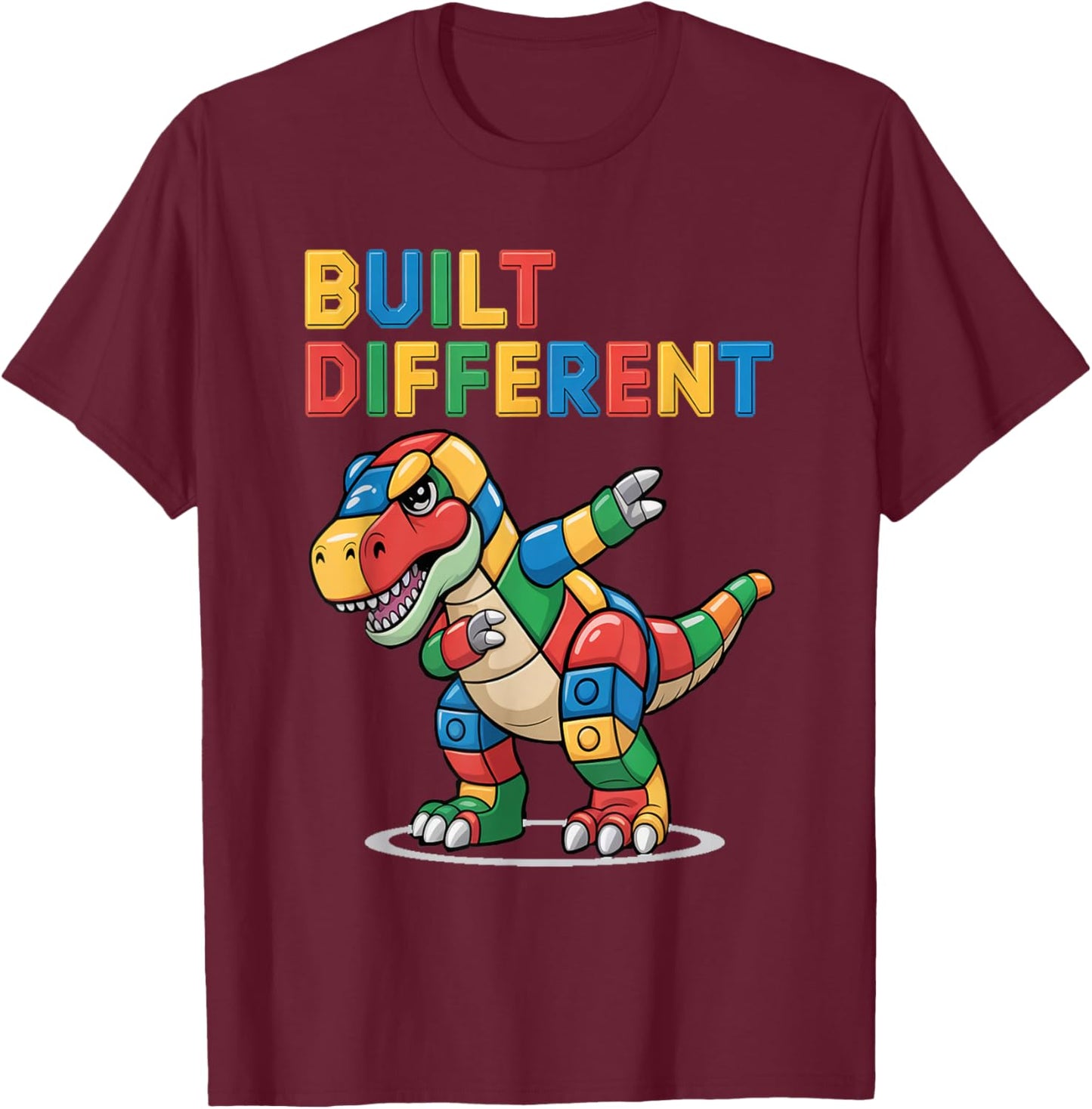 Funny Building Bricks Dinosaur Meme Funny Motivational Dino T-Shirt - T-Shirt | Maroon