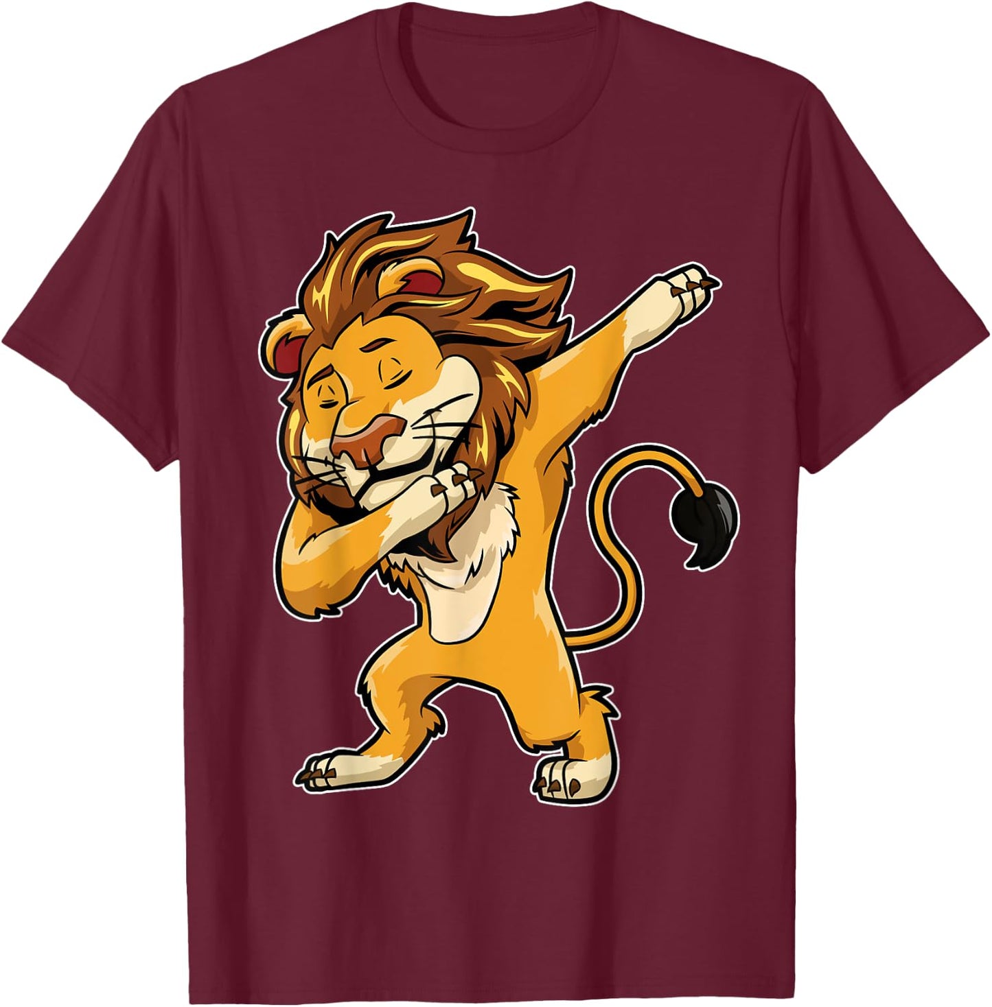 Dabbing Lion T Shirt Meme Print Dab Cat Dance T Shirt Lions T-Shirt - T-Shirt | Maroon