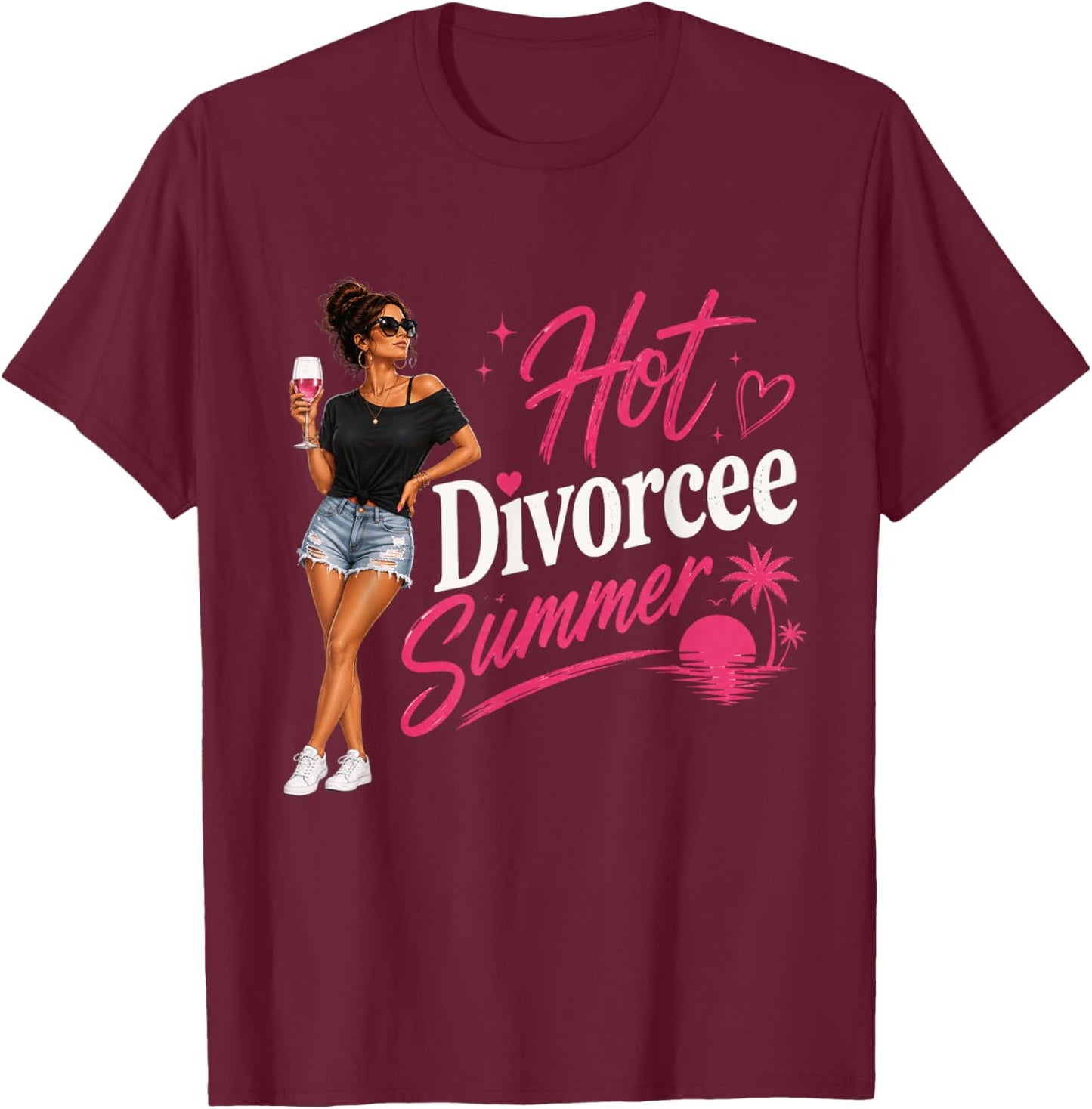 Hot Divorcee Summer Funny Divorced Woman Vacation Trip T-Shirt - T-Shirt | Maroon