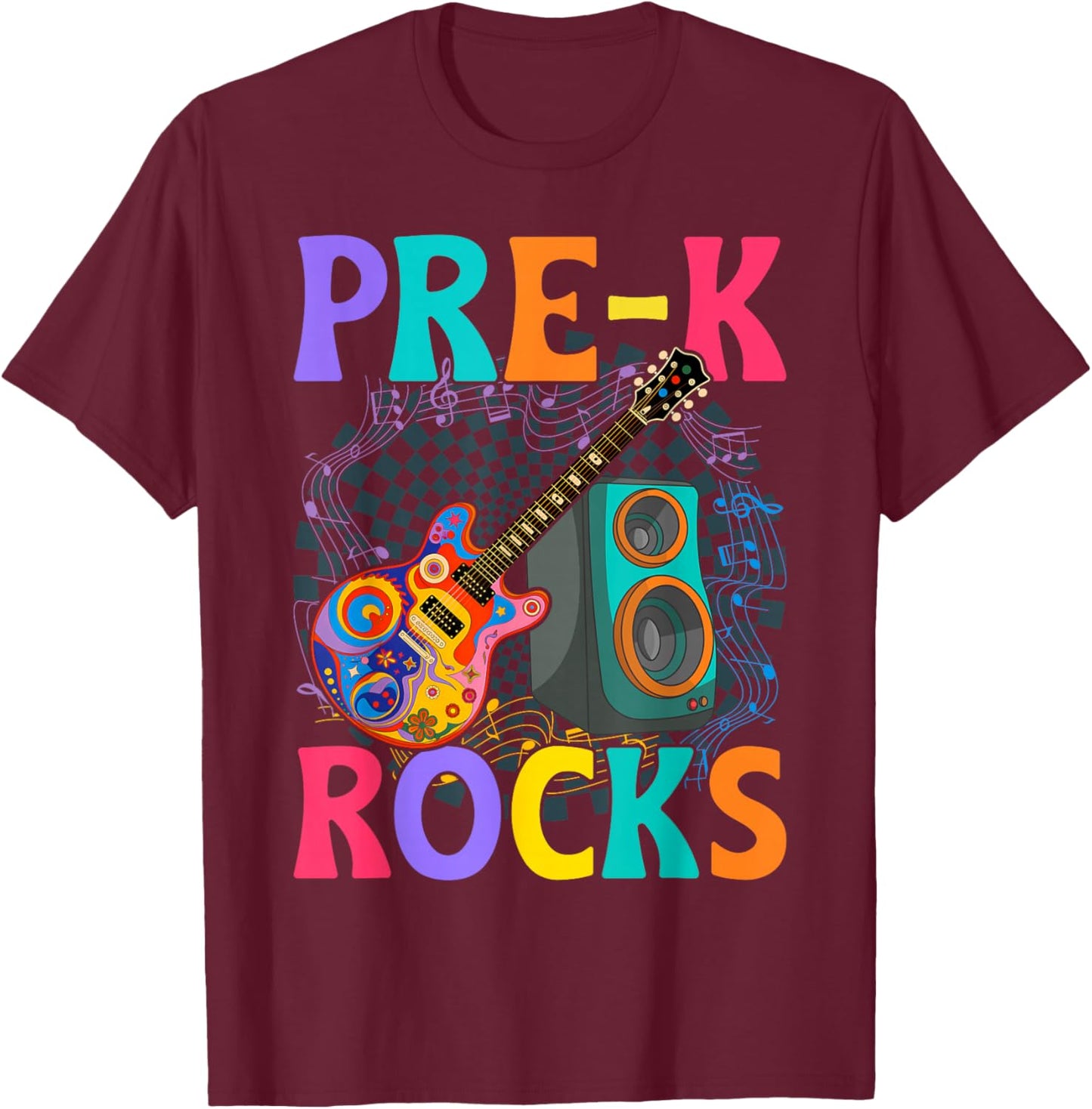Pre-K Rocks ABCD Rock Star Back to School Teacher Student T-Shirt - T-Shirt | Maroon