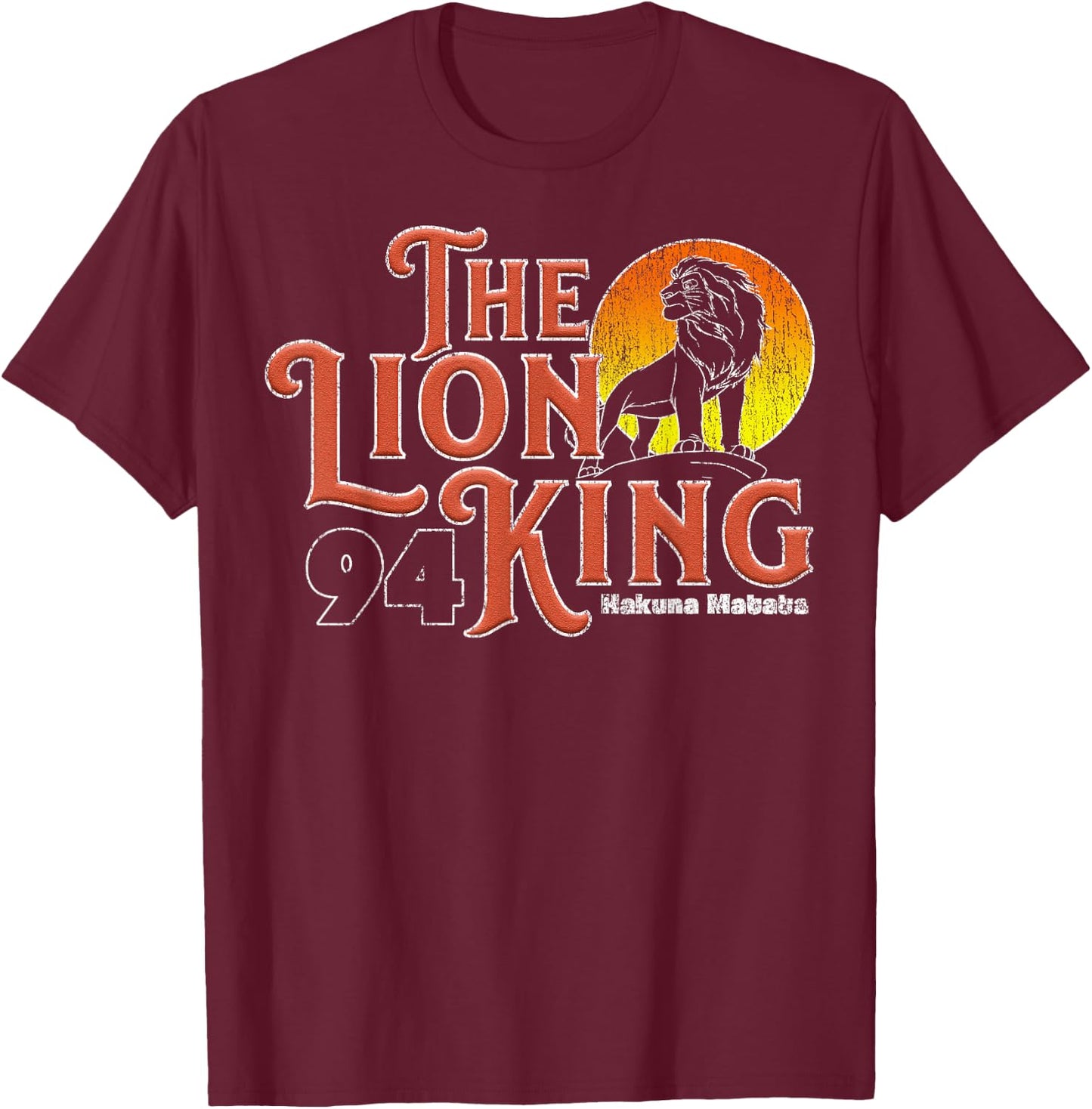 Disney Lion King Distressed 1994 Logo Graphic T-Shirt - T-Shirt | Maroon