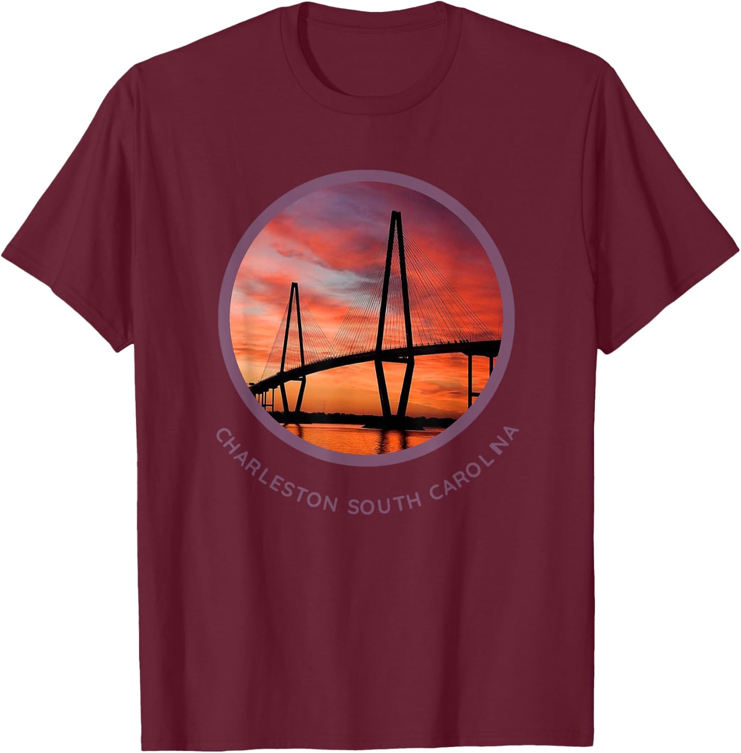 Charleston South Carolina Ravenel Bridge Print S.C. T-Shirt - T-Shirt | Maroon