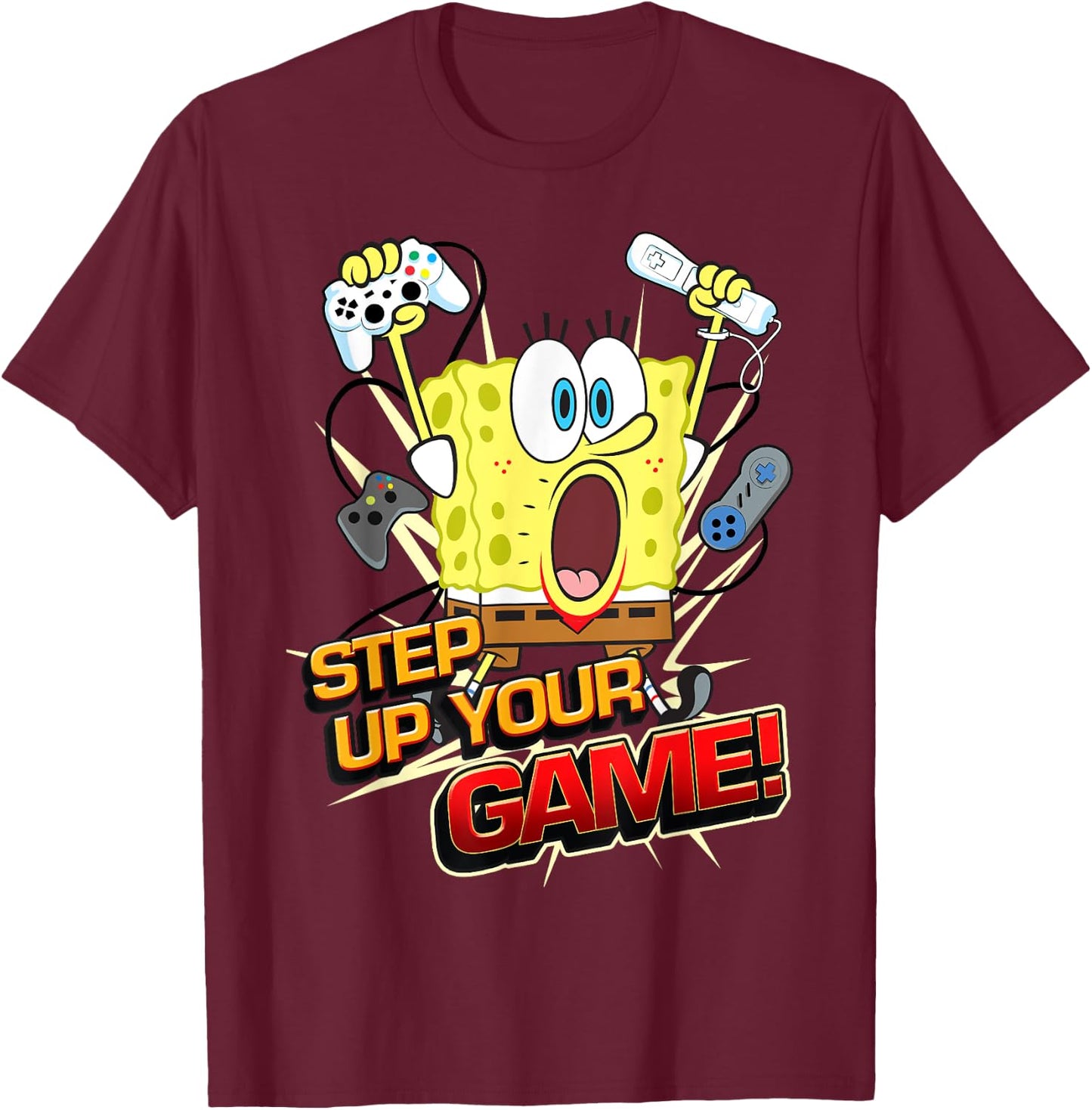 Spongebob SquarePants Step Up Your Game T-Shirt - T-Shirt | Maroon