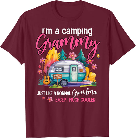 Funny I'm A Camping Grammy Camper Campfire Camping Grandma T-Shirt - T-Shirt | Maroon