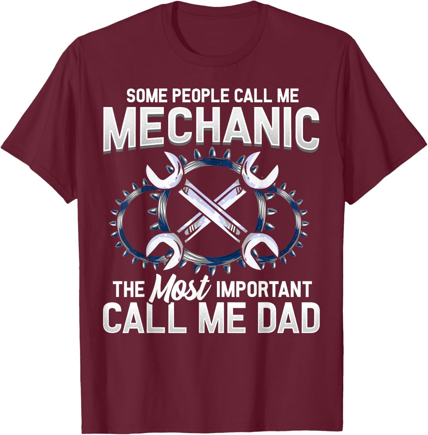 Styley Men's Mechanic Dad Novelty - Black, Small T-Shirt - T-Shirt | Maroon