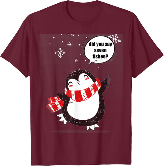 Christmas Eve Italian Feast of the Seven Fishes T-Shirt - T-Shirt | Maroon