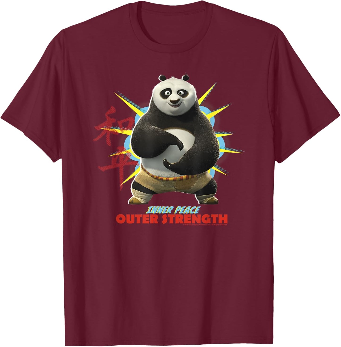 Kung Fu Panda Po Inner Peace Out Strength Portrait T-Shirt - T-Shirt | Maroon