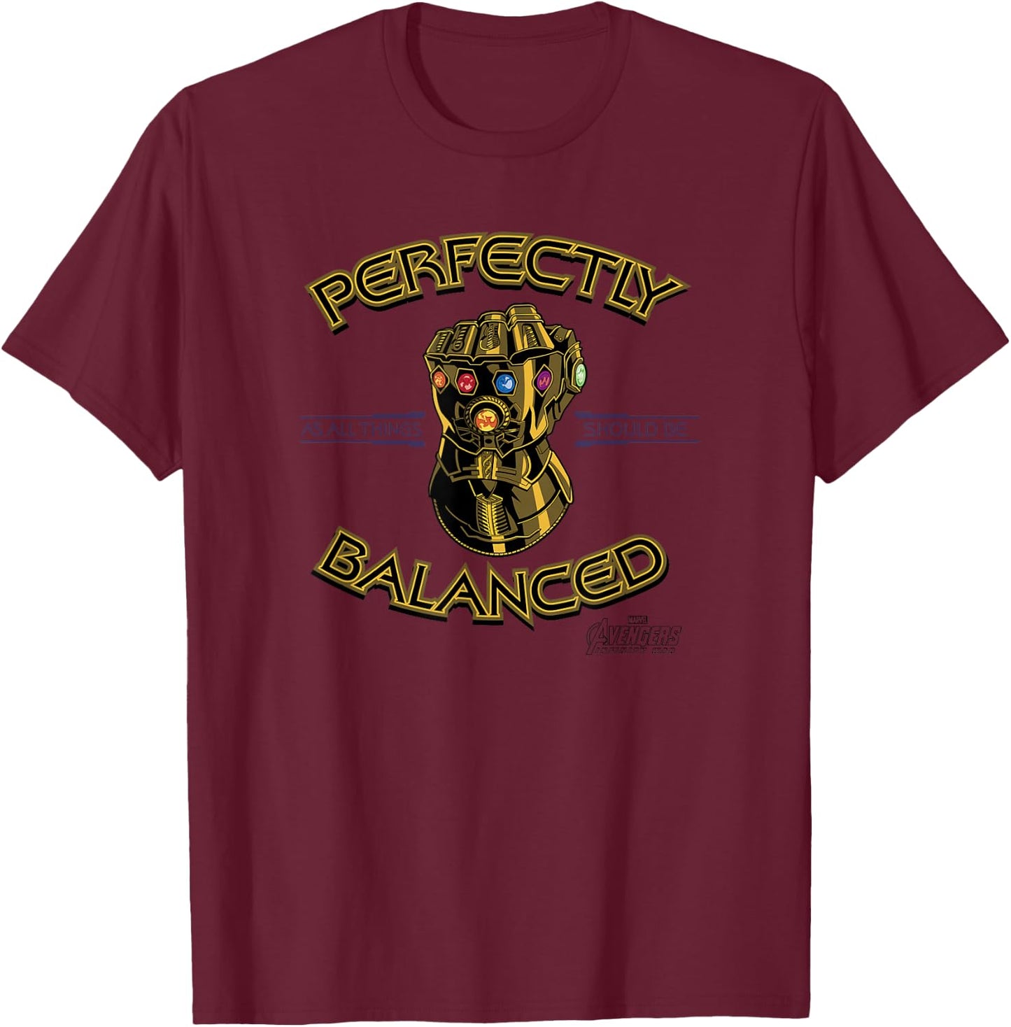 Marvel Avengers Infinity War Balanced Gauntlet T-Shirt - T-Shirt | Maroon