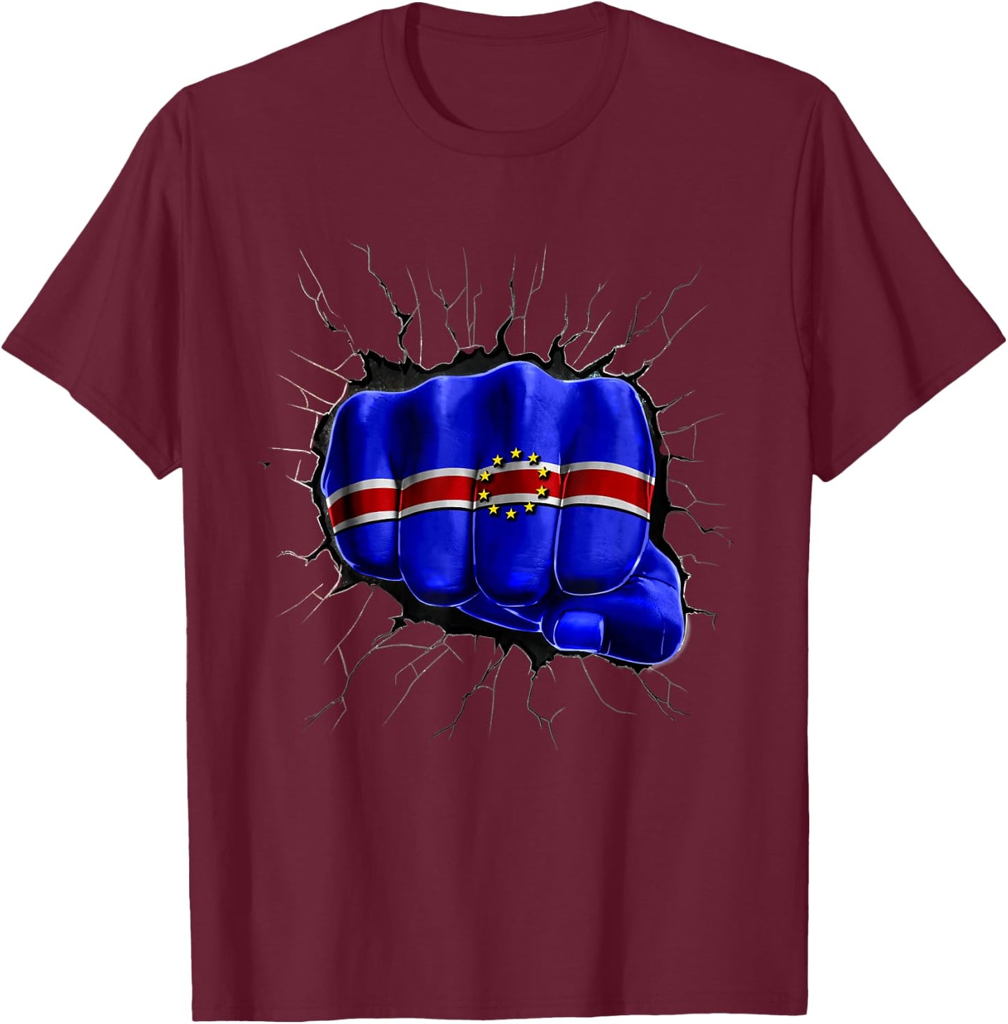 Cape Verde Flag Shirt Cape Verdean Flag Fist Gift T-Shirt - T-Shirt | Maroon